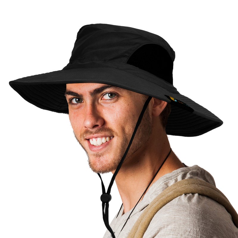 Suncube SUN CUBE Wide Brim Sun Hat Men Women, Mens Fishing Hats Sun UV Protection, Womens Hiking Bucket Hat, Outdoor Summer Safari Beach Boonie, Camping Unisex UPF 50+, Black - Image 2